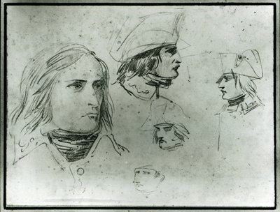 Esboços de Napoleão Bonaparte, 1797 (lápis) de Jacques Louis David